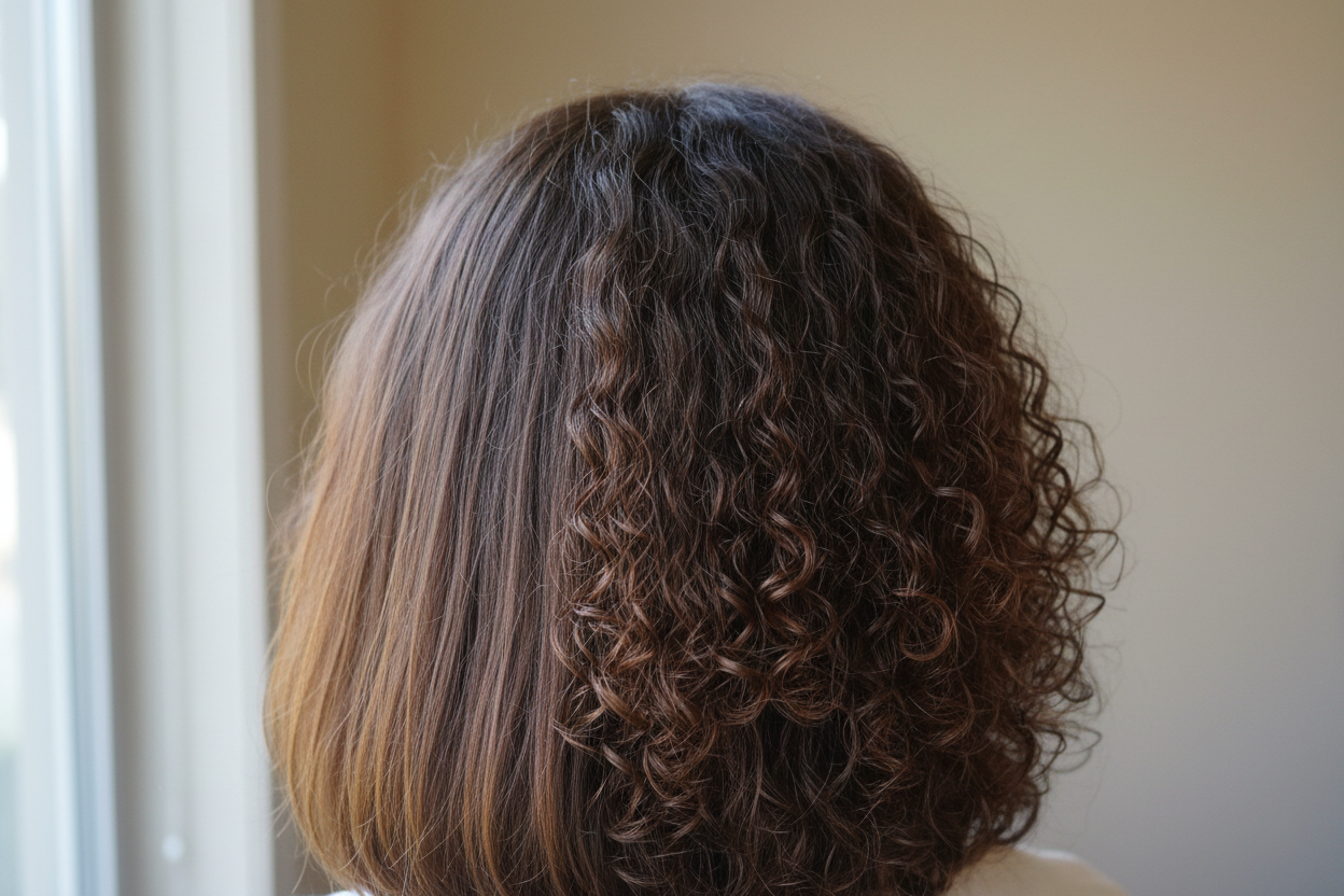 Comparaison de trois types de cheveux montrant les résultats du soin Tokio Inkarami avant et après.